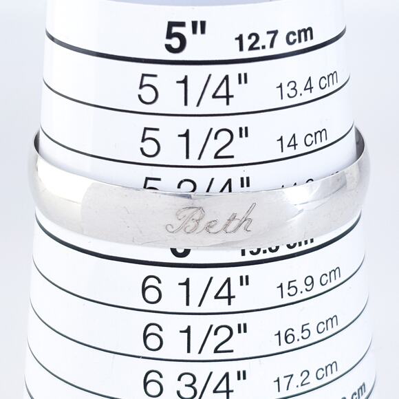 Vintage Sterling Silver 925 “Beth” Engraved Cuff Bracelet 5.75in - Picture 7 of 9